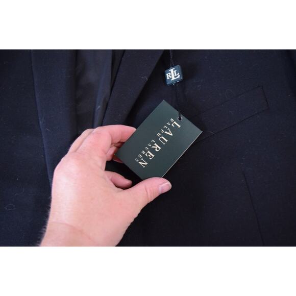 New Lauren Ralph Lauren Blazer 42L 42 Long Mens Black 100 Wool 2 Button Career - Picture 4 of 7